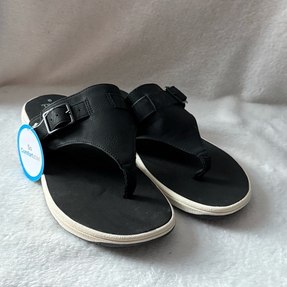 Time and Tru Shoes - Time And Tru Women's Black Sandals with Buckle Size 9 Slip On Whimsigoth New